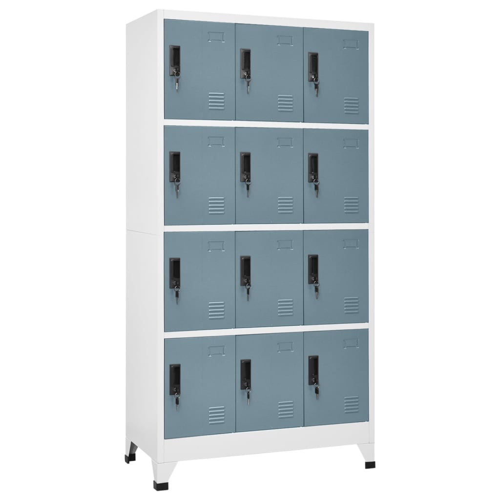 Locker cabinet light grey and dark grey 90x45x180 cm steel