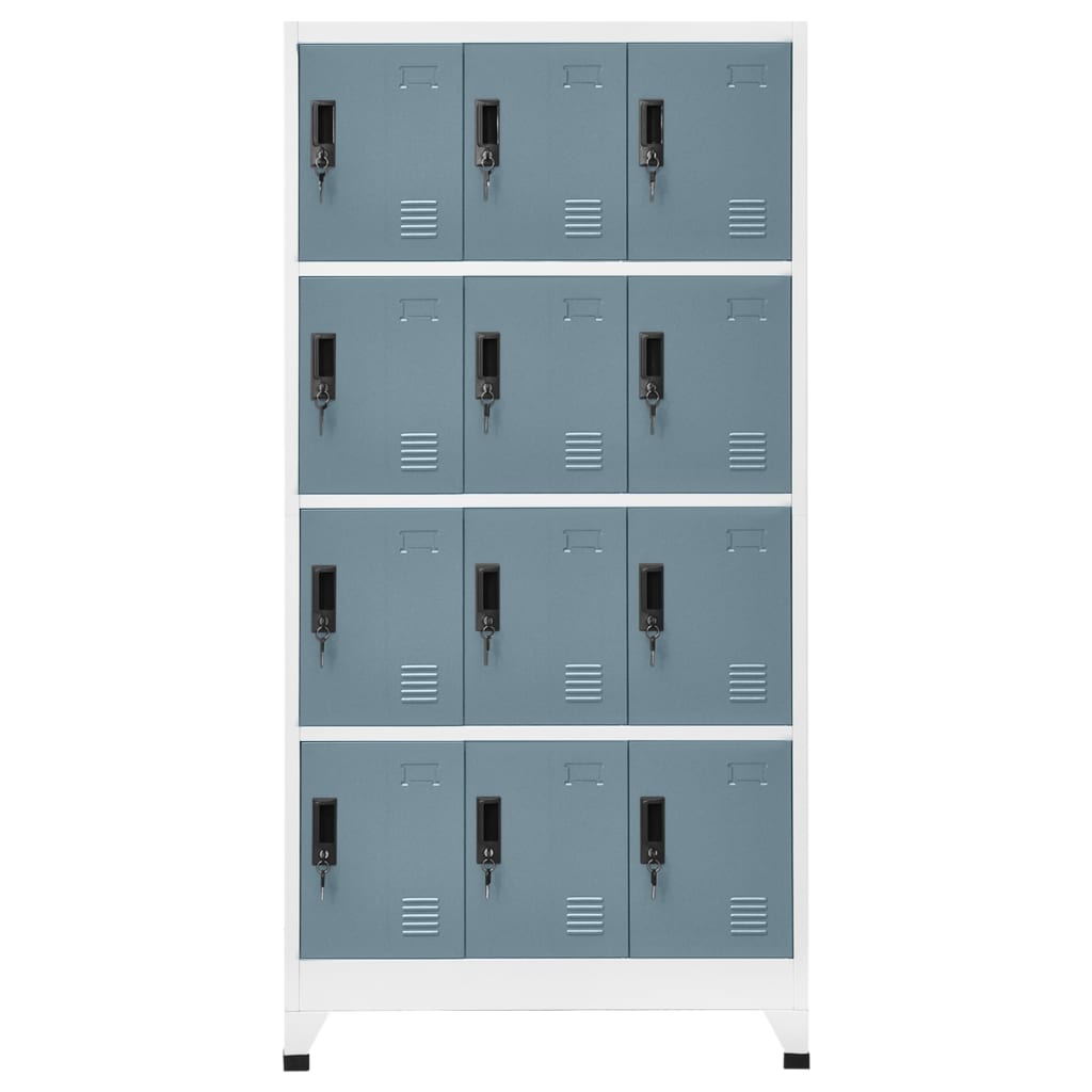 Locker cabinet light grey and dark grey 90x45x180 cm steel