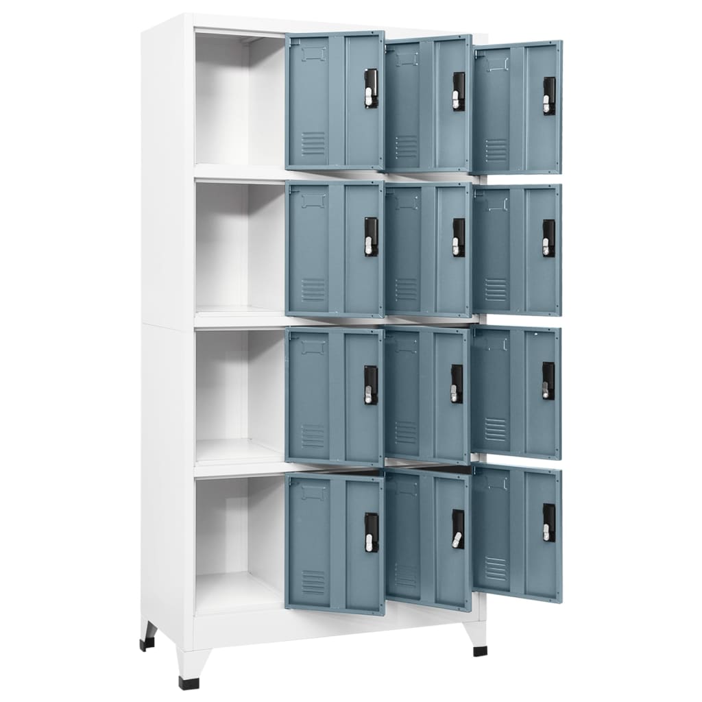 Locker cabinet light grey and dark grey 90x45x180 cm steel
