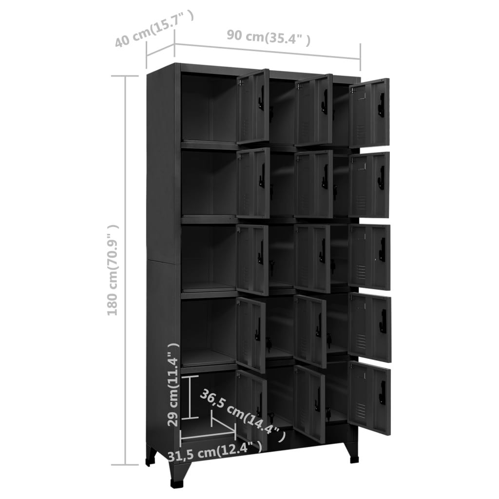 Locker cabinet anthracite 90x40x180 cm steel