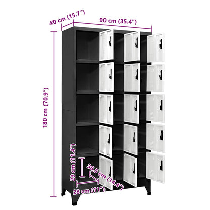 Schließfachschrank Anthrazit und Weiß 90x40x180 cm Stahl