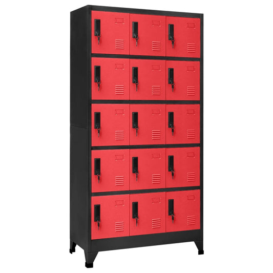 Armoire vestiaire anthracite et rouge 90x40x180 cm en acier