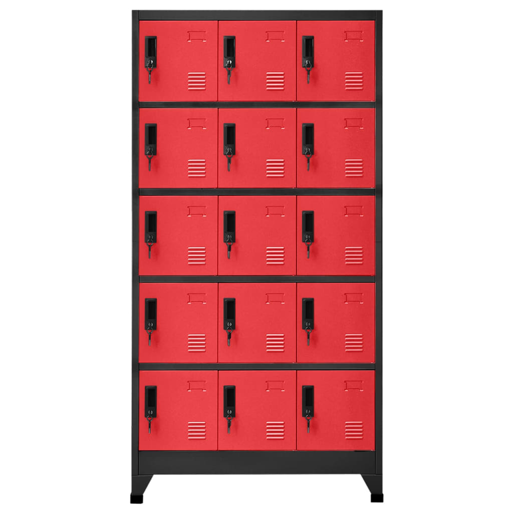 Armoire vestiaire anthracite et rouge 90x40x180 cm en acier