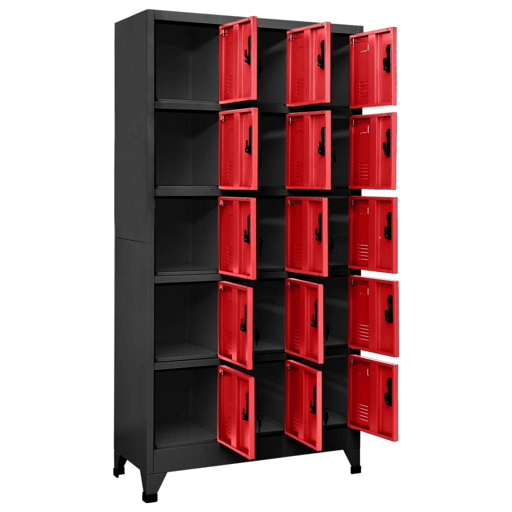 Armoire vestiaire anthracite et rouge 90x40x180 cm en acier