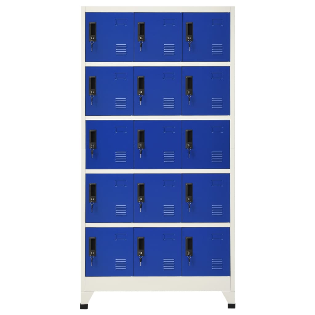 Armoire vestiaire grise et bleue 90x40x180 cm en acier