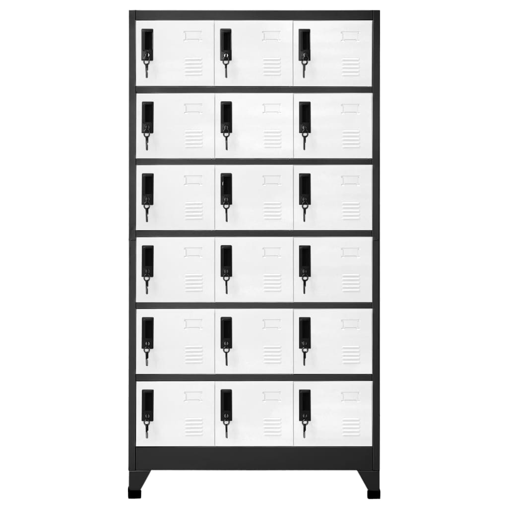 Armoire vestiaire anthracite et blanche 90x40x180 cm en acier
