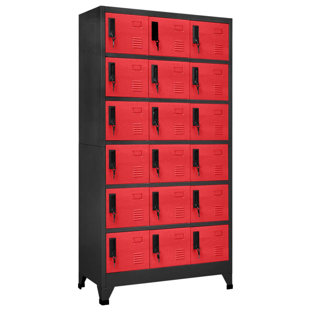 Armoire vestiaire anthracite et rouge 90x40x180 cm en acier