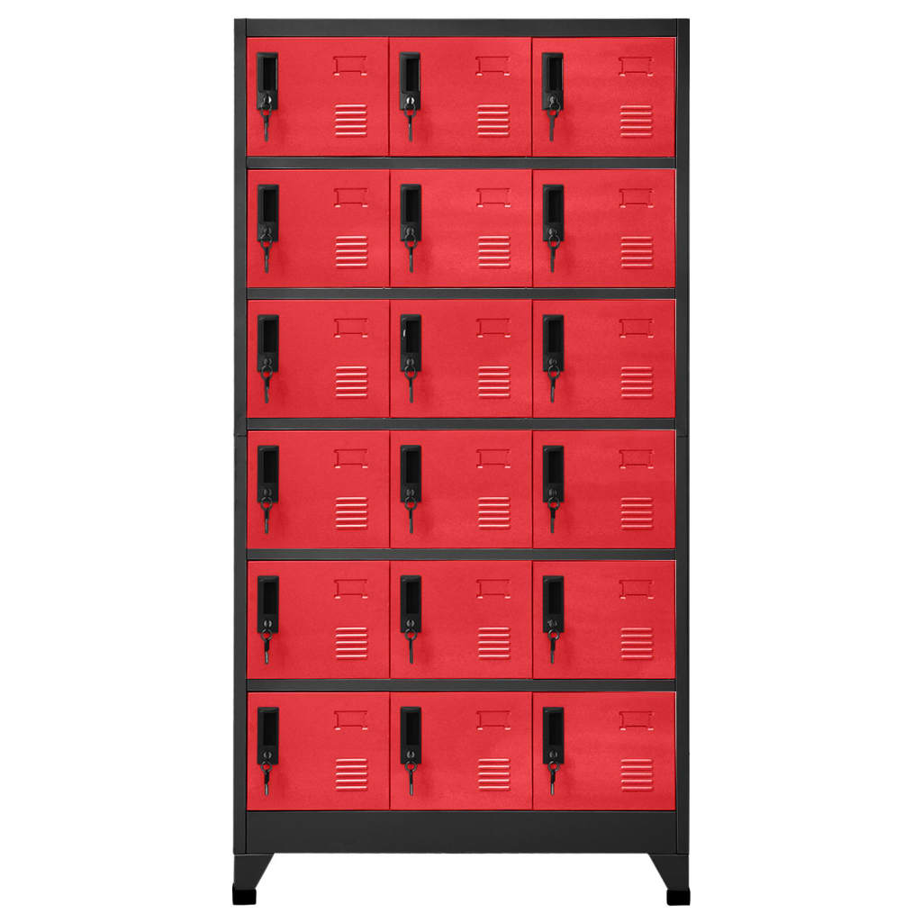 Armoire vestiaire anthracite et rouge 90x40x180 cm en acier