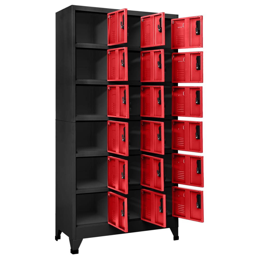 Armoire vestiaire anthracite et rouge 90x40x180 cm en acier
