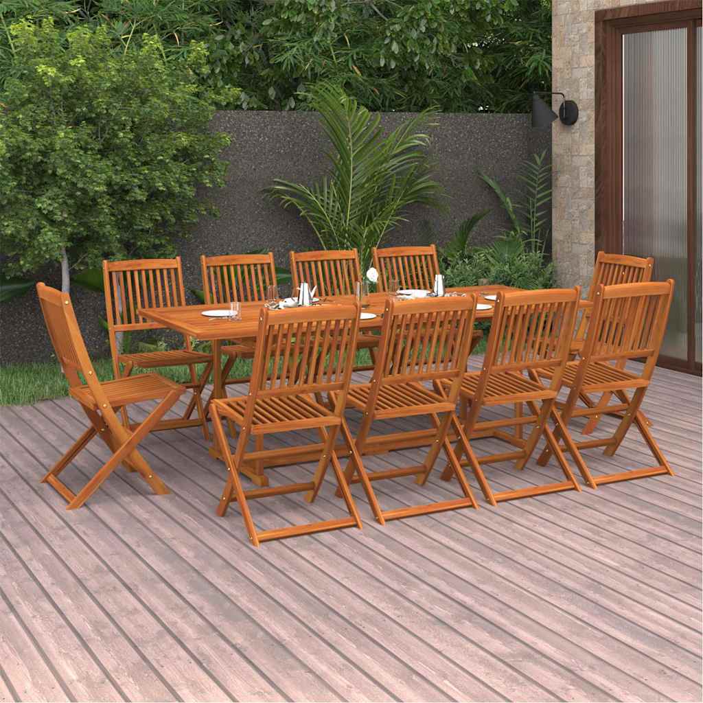 11-tlg. Garten-Essgruppe 220x90x75 cm Massivholz Akazie
