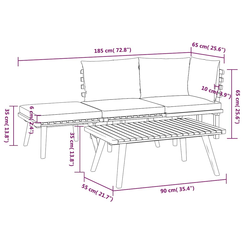 4-tlg. Garten-Lounge-Set mit Kissen Massivholz Akazie