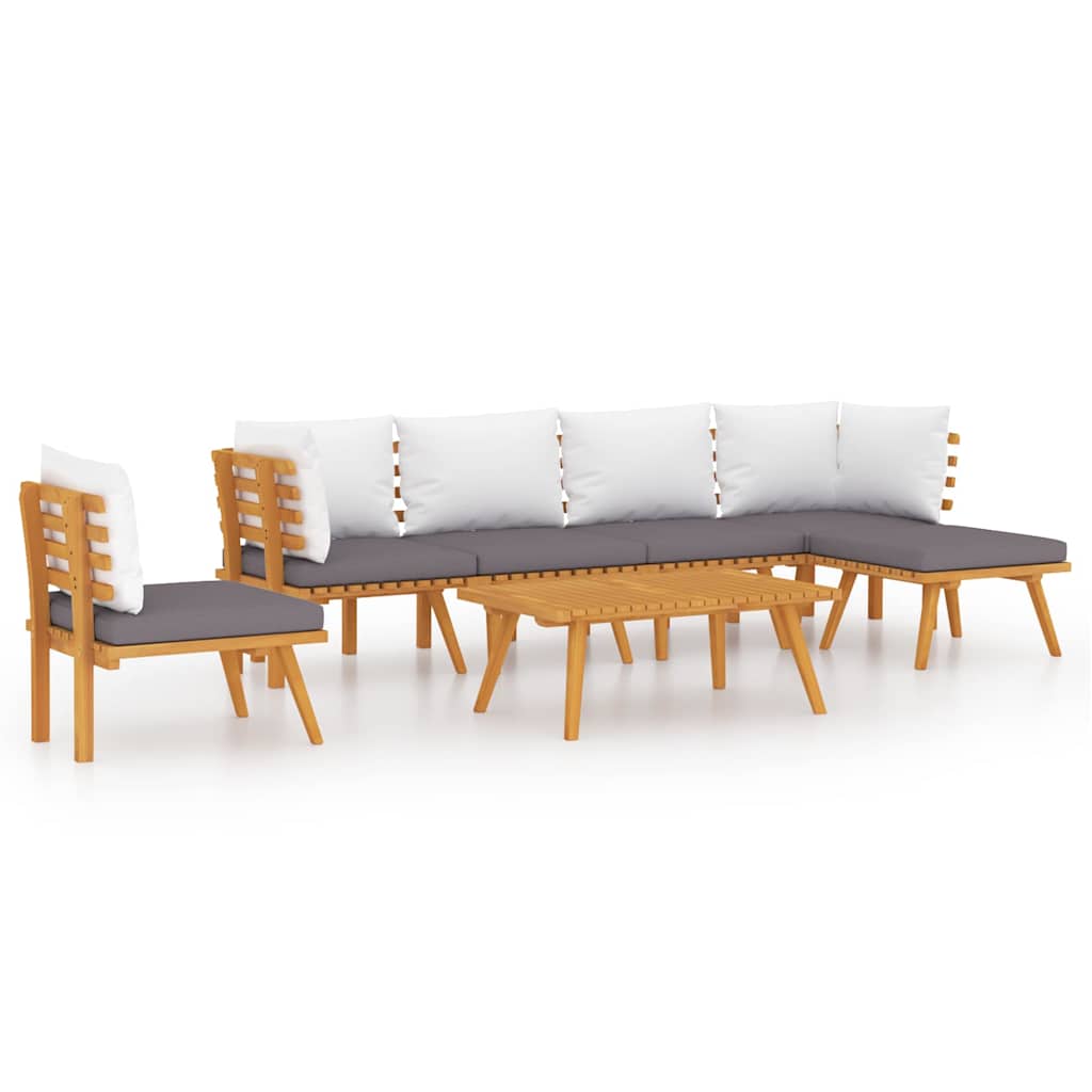 7-tlg. Garten-Lounge-Set mit Kissen Massivholz Akazie