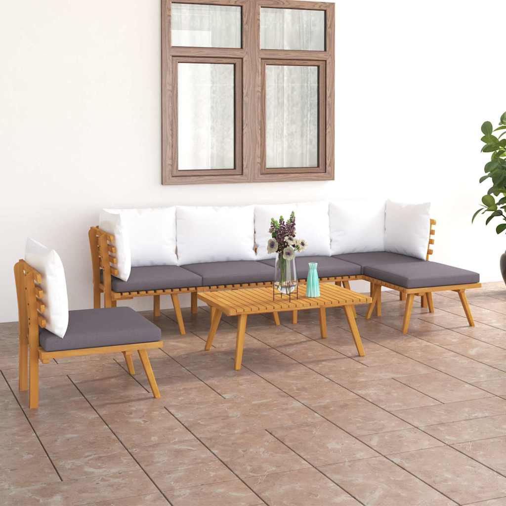 7-tlg. Garten-Lounge-Set mit Kissen Massivholz Akazie
