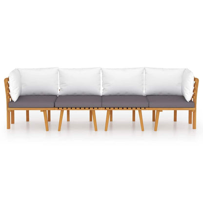 4-tlg. Garten-Lounge-Set mit Kissen Massivholz Akazie