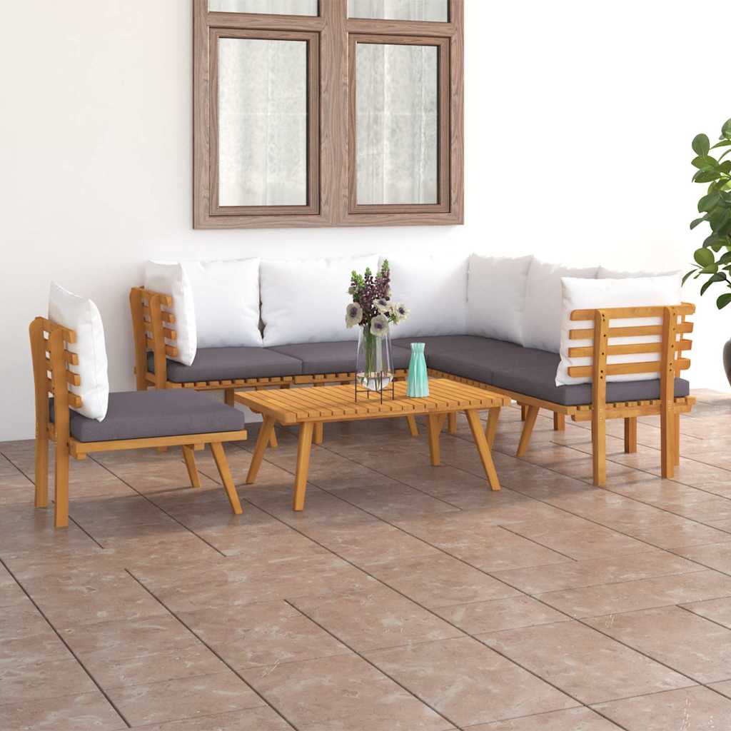 7-tlg. Garten-Lounge-Set mit Kissen Massivholz Akazie