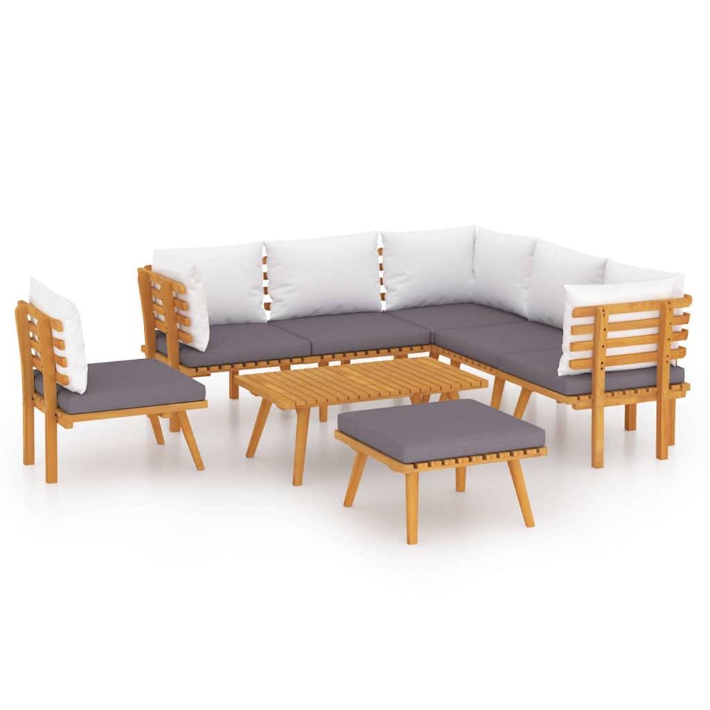 8-tlg. Garten-Lounge-Set mit Kissen Massivholz Akazie