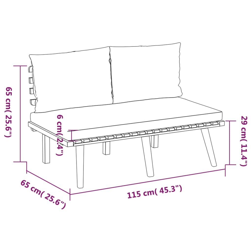 9-tlg. Garten-Lounge-Set mit Kissen Massivholz Akazie