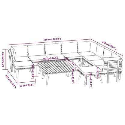 12-tlg. Garten-Lounge-Set mit Kissen Massivholz Akazie