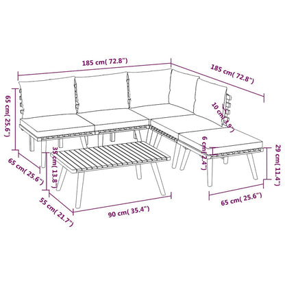 6-tlg. Garten-Lounge-Set mit Kissen Massivholz Akazie