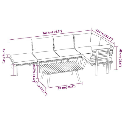 6-tlg. Garten-Lounge-Set mit Kissen Massivholz Akazie