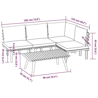 5-tlg. Garten-Lounge-Set mit Kissen Massivholz Akazie