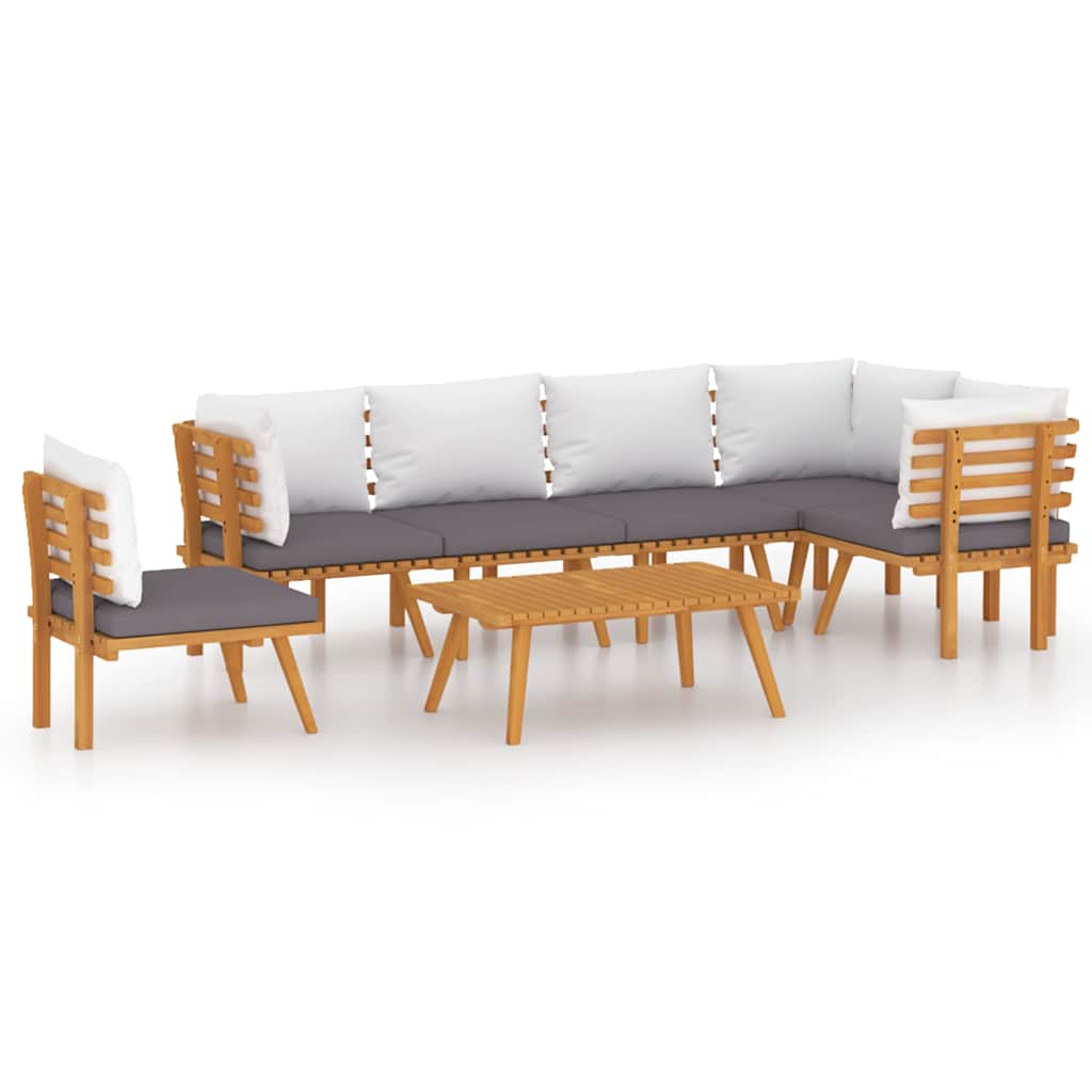 7-tlg. Garten-Lounge-Set mit Kissen Massivholz Akazie