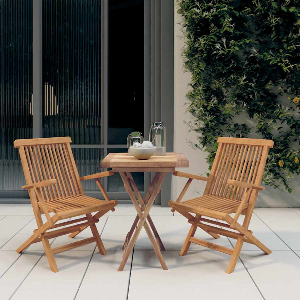 3-tlg. Garten-Essgruppe Massivholz Teak