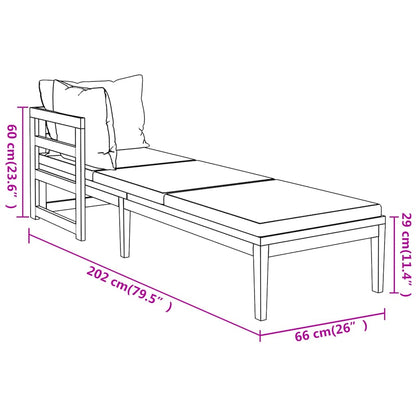 3-tlg. Garten-Lounge-Set mit Cremeweißen Kissen Massivholz Akazie