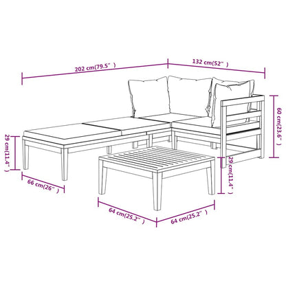 3-tlg. Garten-Lounge-Set mit Dunkelgrauen Kissen Massivholz Akazie