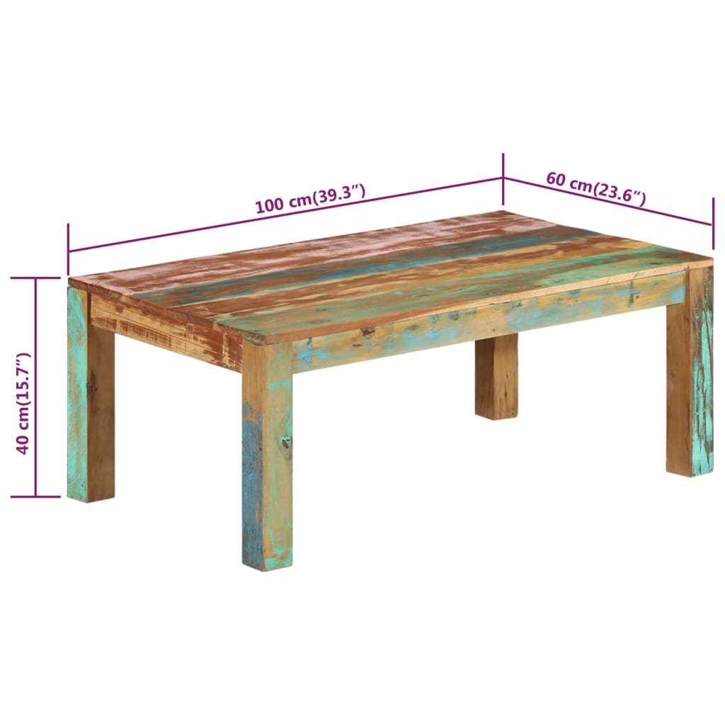 Couchtisch Altholz Massiv 100x60x40 cm