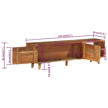 TV-Schrank Massivholz Akazie Honigfarbenes Finish 140x30x40 cm