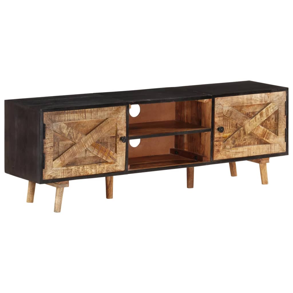 TV-Schrank 140x30x46 cm Rohes Mangoholz und Massivholz Akazie