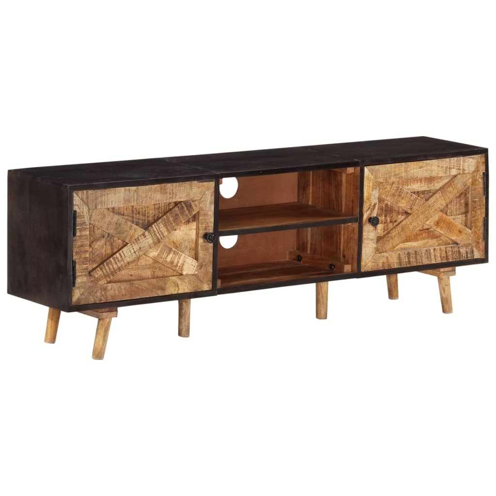 TV-Schrank 140x30x46 cm Rohes Mangoholz und Massivholz Akazie