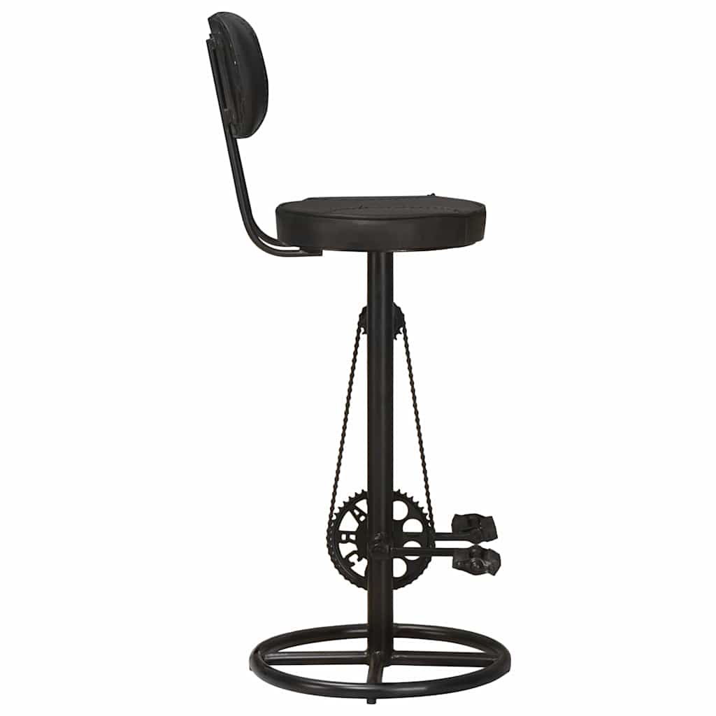 Barhocker 2 Stk. Schwarz Echtes Ziegenleder
