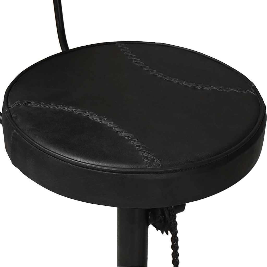 Barhocker 2 Stk. Schwarz Echtes Ziegenleder