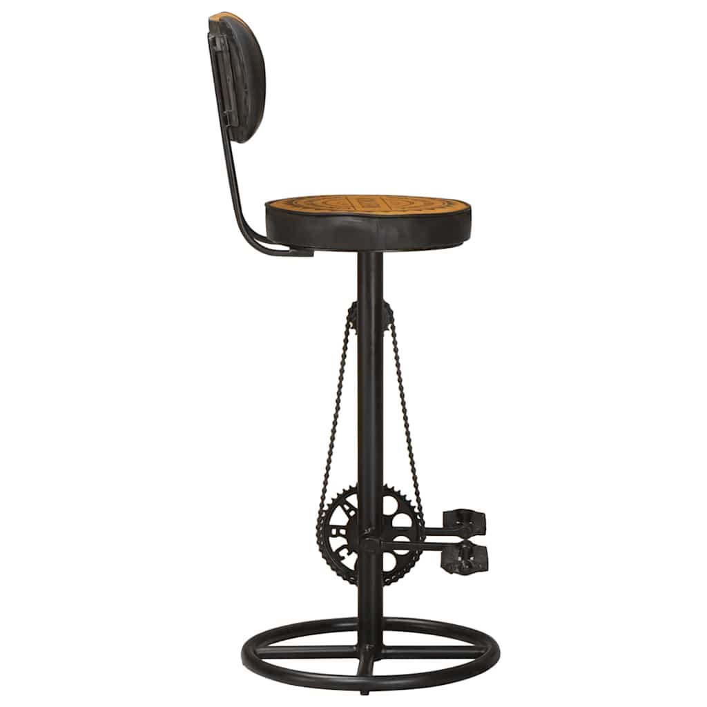 Barhocker mit Canvas-Aufdruck 2 Stk. Braun Schwarz Ziegenleder