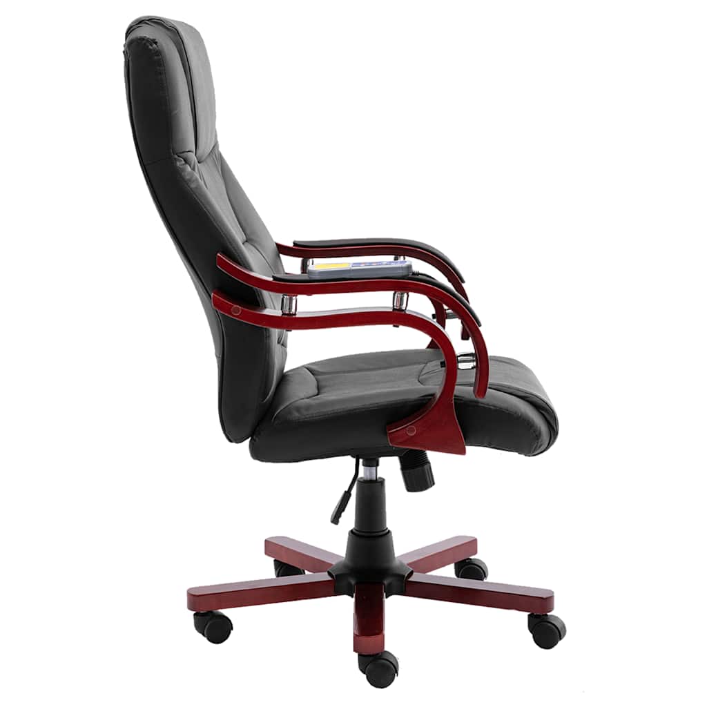 Massage-Bürostuhl Schwarz Echtleder