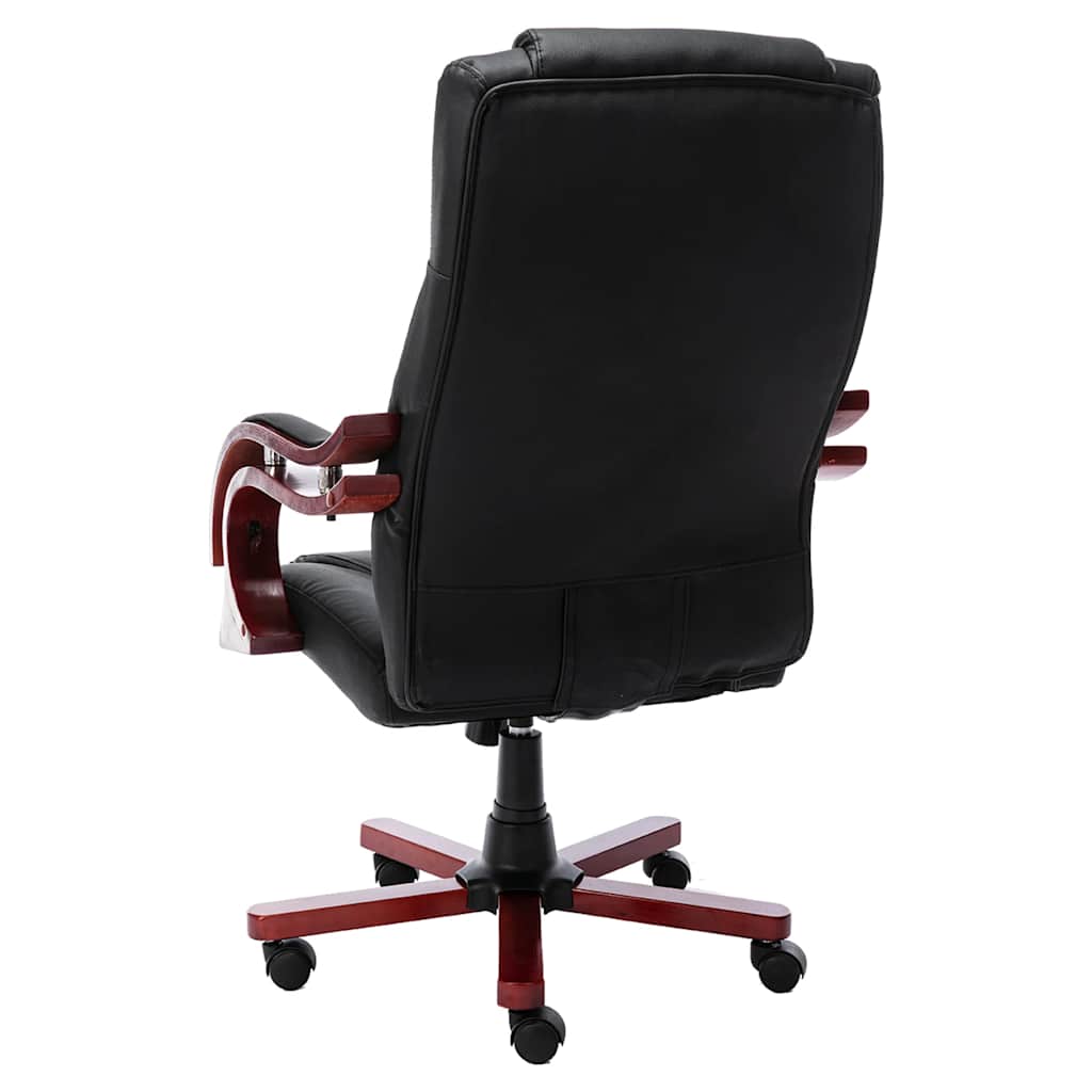 Massage-Bürostuhl Schwarz Echtleder