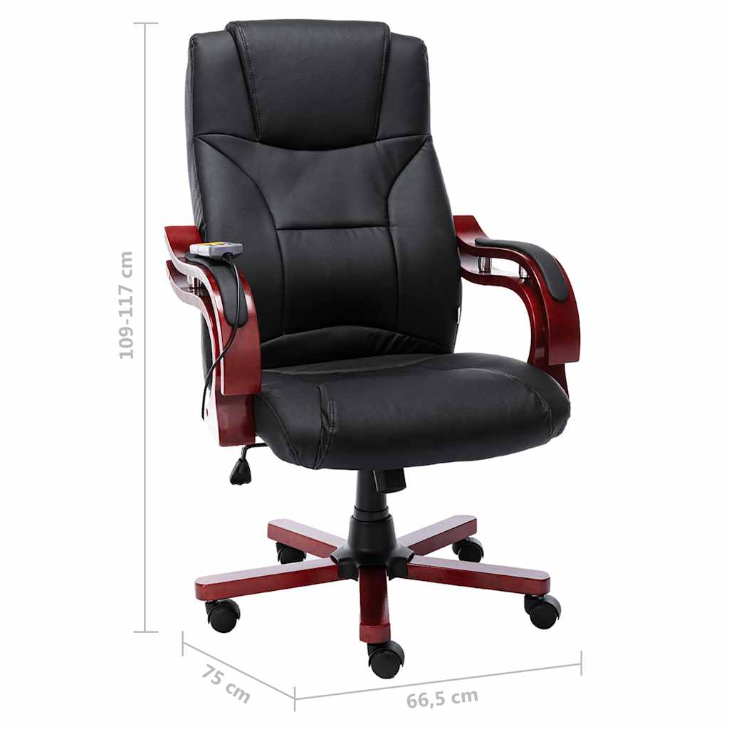 Massage-Bürostuhl Schwarz Echtleder