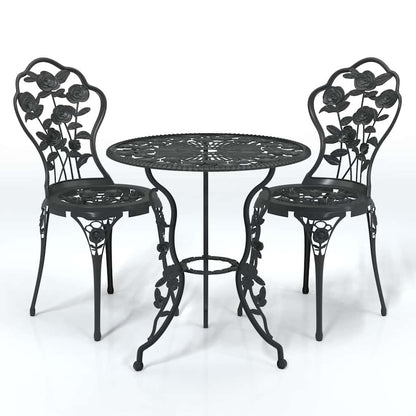3-tlg. Bistro-Set Aluminiumguss Schwarz