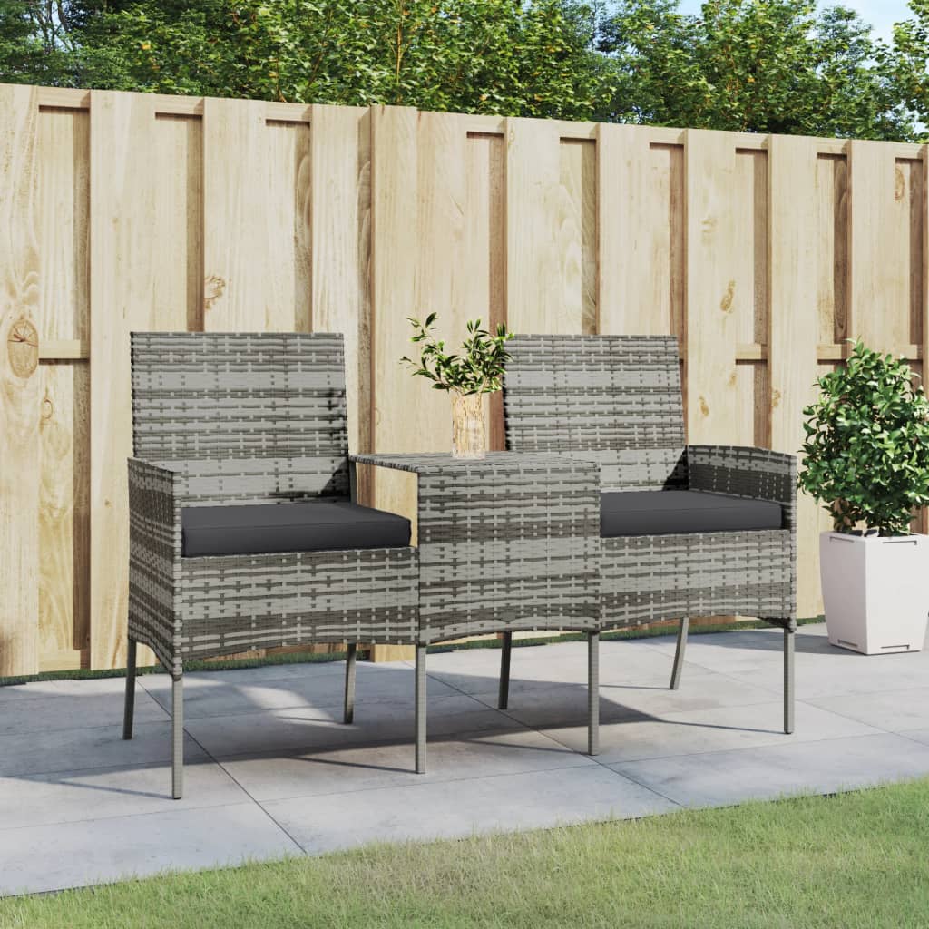 2-Sitzer-Gartensofa mit Teetisch Poly Rattan Anthrazit