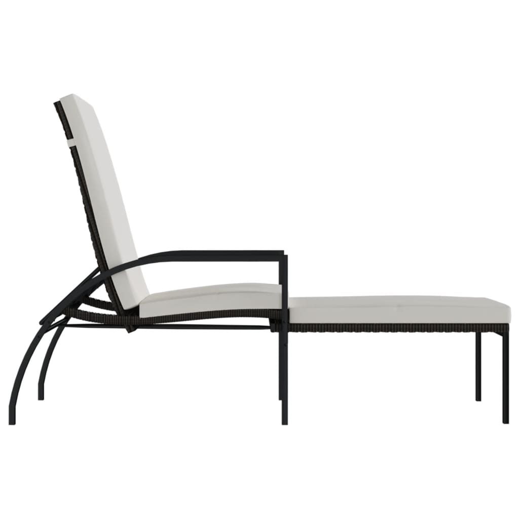 Chaises longues 2 pièces avec repose-pieds en rotin synthétique marron