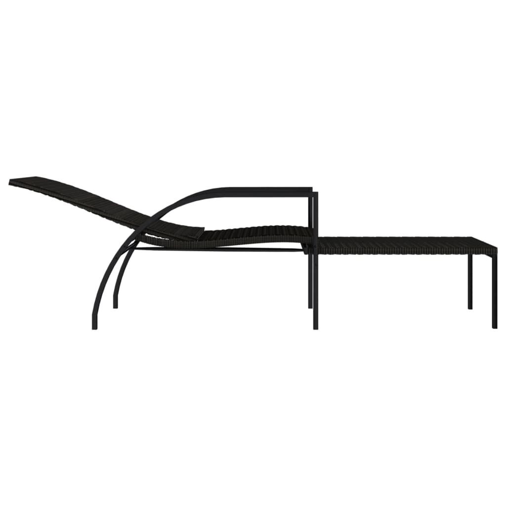 Chaises longues 2 pièces avec repose-pieds en rotin synthétique marron