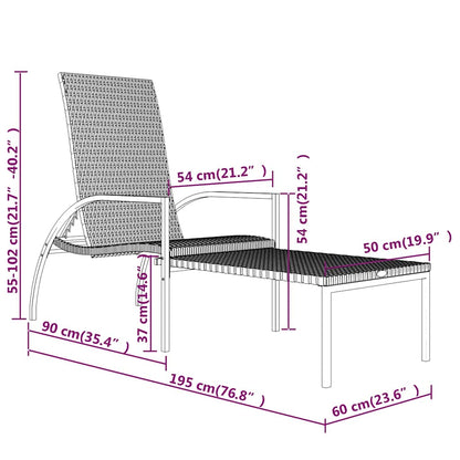 Sonnenliegen 2 Stk. mit Fußhocker PE-Rattan Schwarz