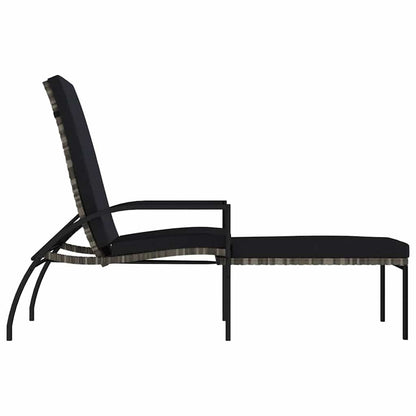 Sonnenliegen 2 Stk. mit Fußhocker PE-Rattan Grau