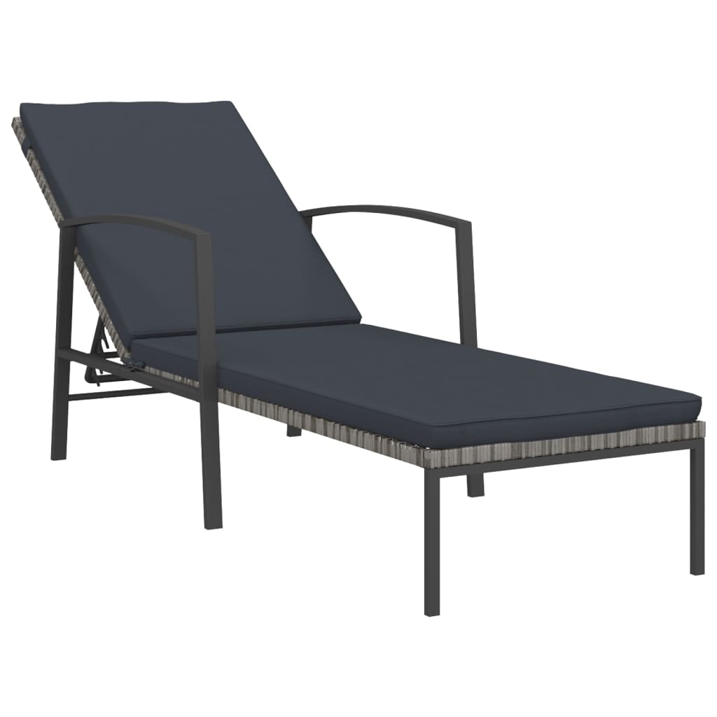 Bain de soleil avec coussin poly rotin gris