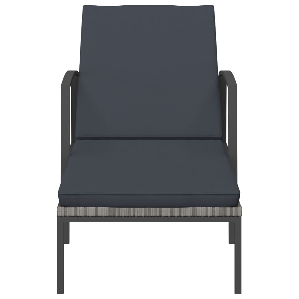 Bain de soleil avec coussin poly rotin gris