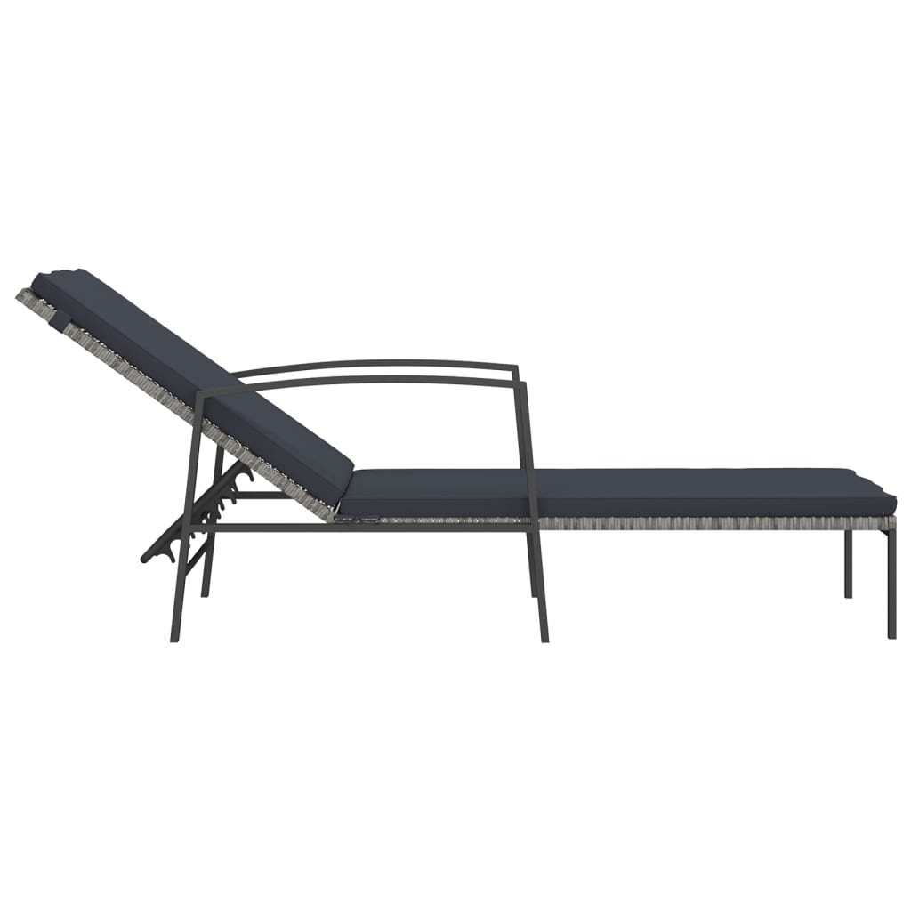 Bain de soleil avec coussin poly rotin gris