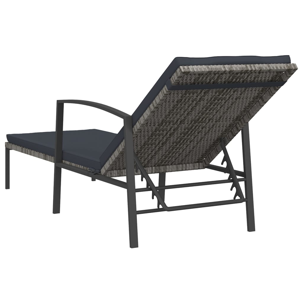 Bain de soleil avec coussin poly rotin gris