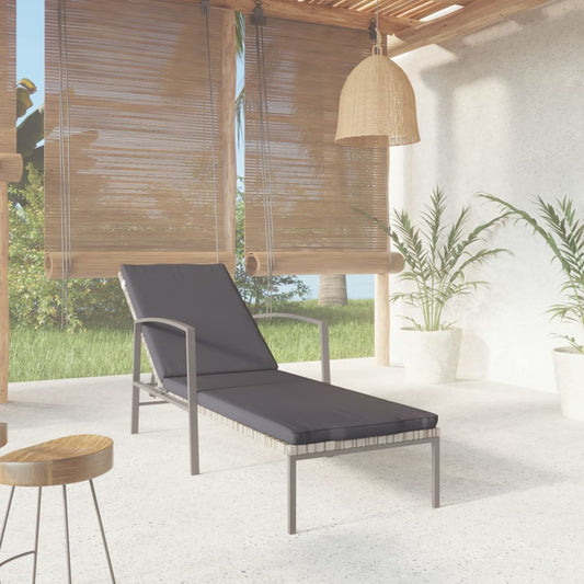 Bain de soleil avec coussin poly rotin gris
